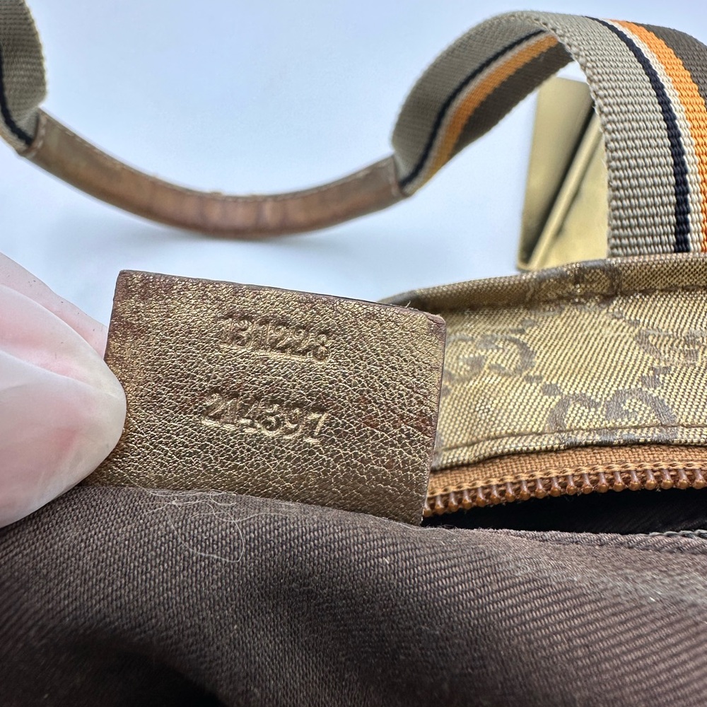 GUCCI GG Crystal Small Tote Bag Gold Gray Brown - Picture 11 of 15